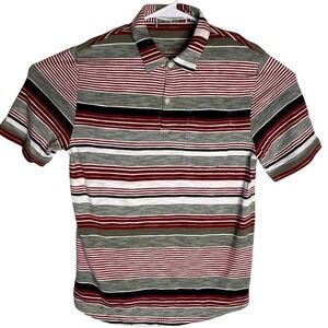Criquet Men’s Striped Polo in Burgundy, Black & White